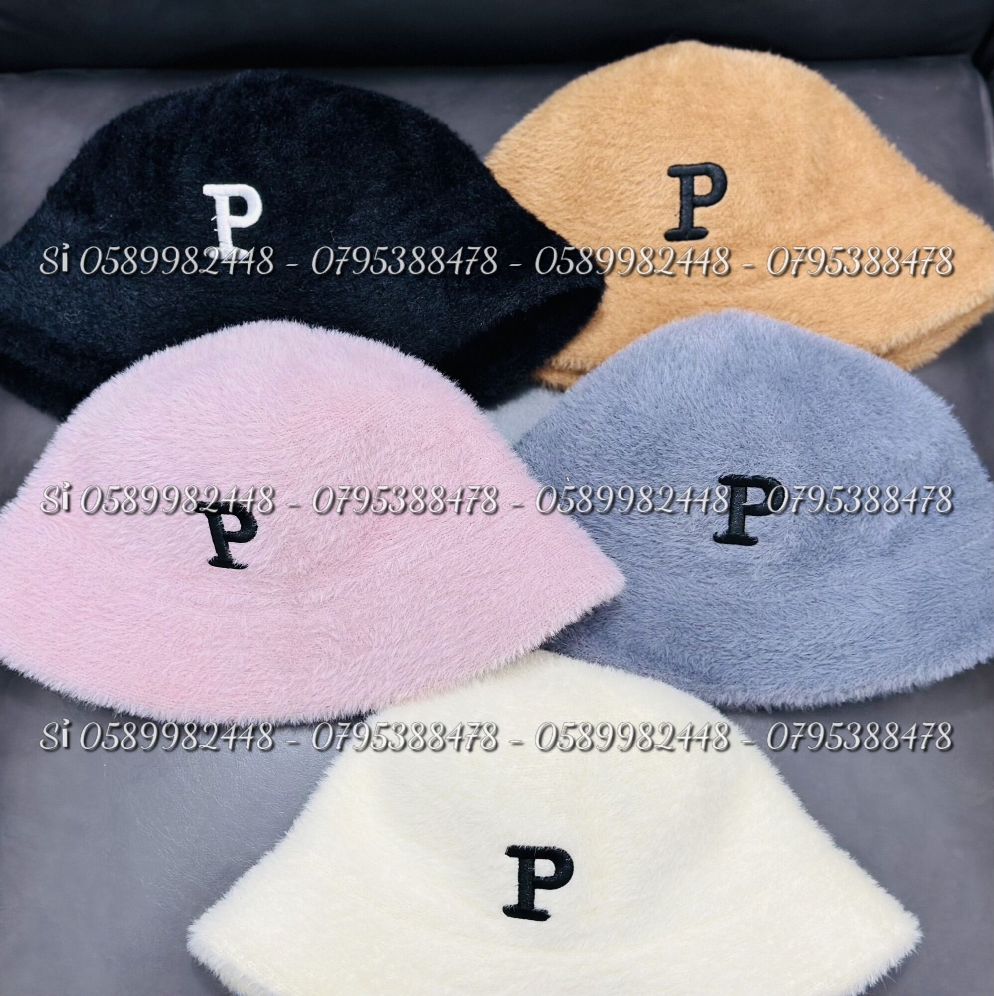 Mũ lông thỏ - nón bucket lông thỏ thêu chữ p siêu mềm mịn chuẩn hàng qc cao cấp cho nữ