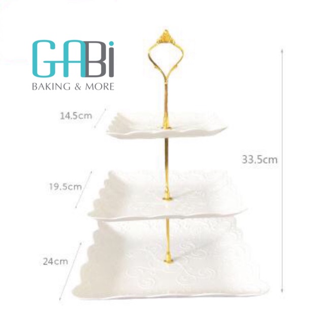 Cake stand nhựa 3 tầng vuông