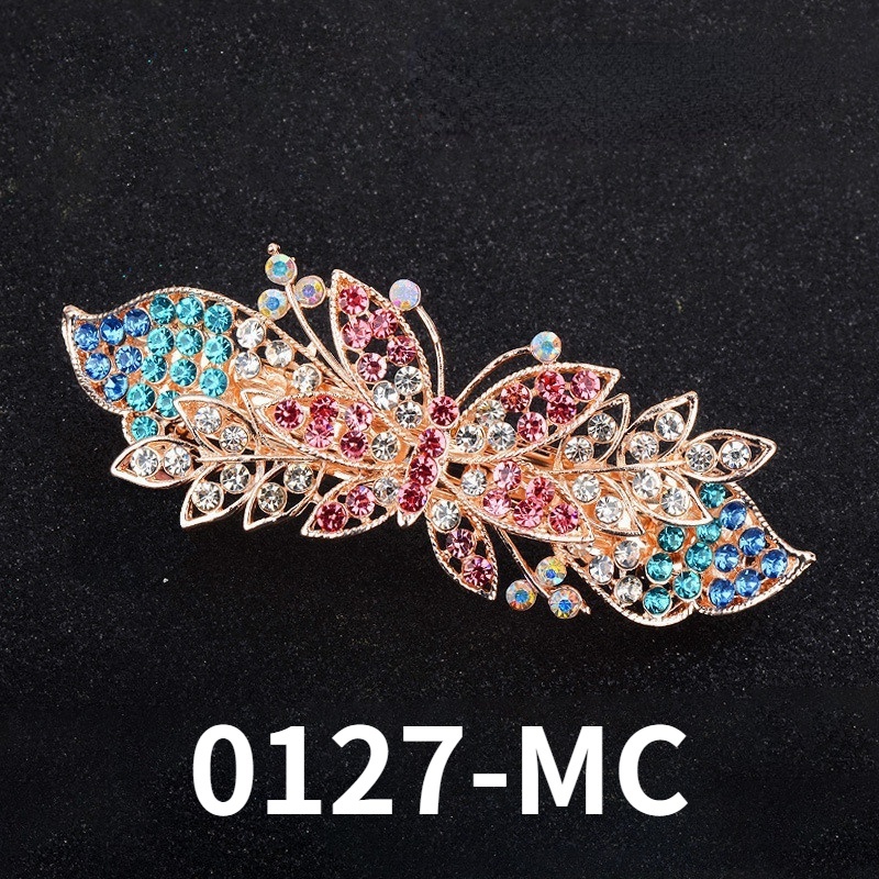 Colorful Headdress Rhinestone Butterfly Hairpin Spring Clip Elegant Ladies Hair Accessories