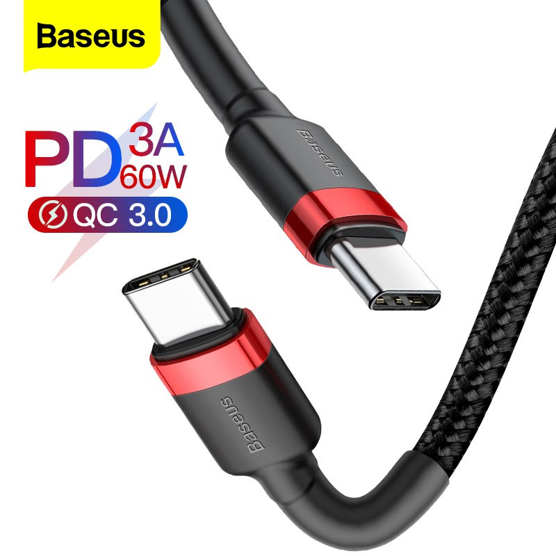 Cáp sạc nhanh Baseus Cafule C to C PD cho Smartphone/ Tablet / Type C (3A, 60W, Power Delivery, QC3.0)