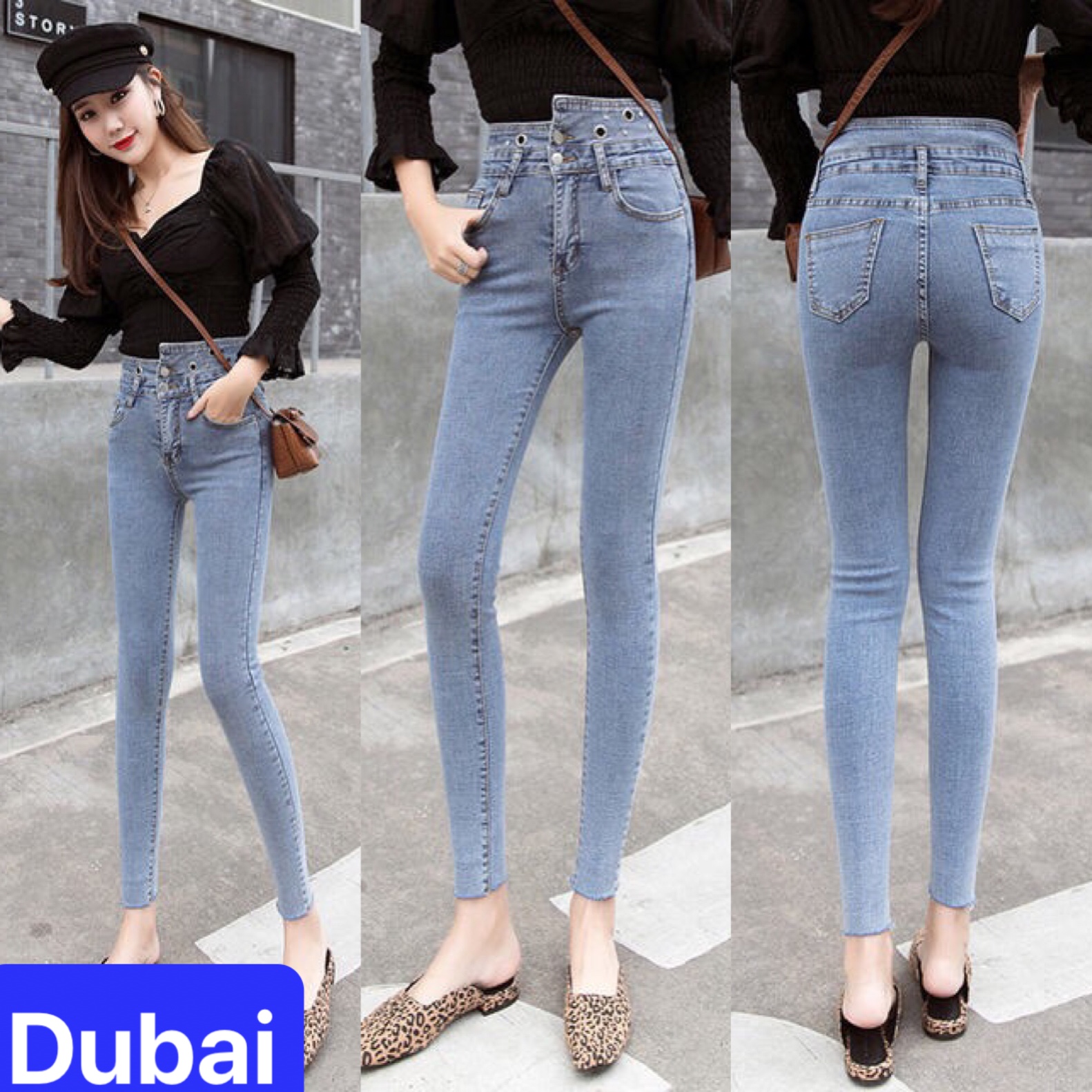 QUẦN JEAN NỮ CHẤT BÒ XANH LƯNG KIỂU KHOEN LỖ LƯNG CAO NÂNG MÔNG NHẬT BẢN DB-83 CAO CẤP - DUBAI FASHION