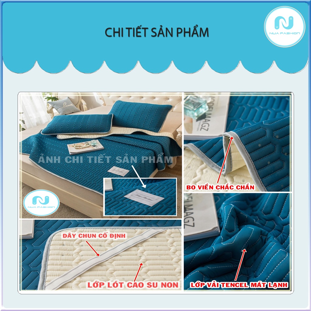 Chiếu điều hòa tencel latex NUA Bedding ga điều hòa kèm 2 vỏ gối hoạ tiết màu trơn m6/m8
