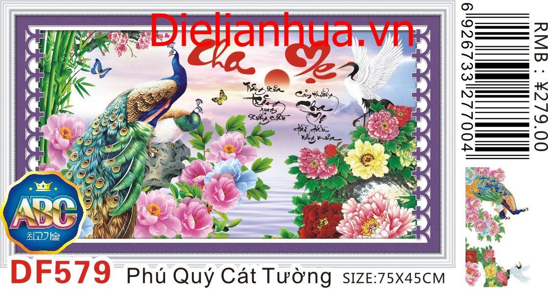 Tranh đính đá cha mẹ phú quý cát tường_df579_75*45cm