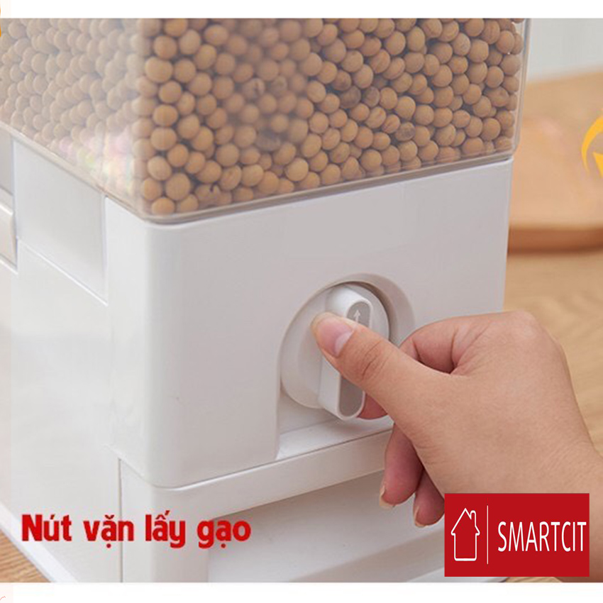 Thùng đựng gạo thông minh Tashuan 10kg nút vặn