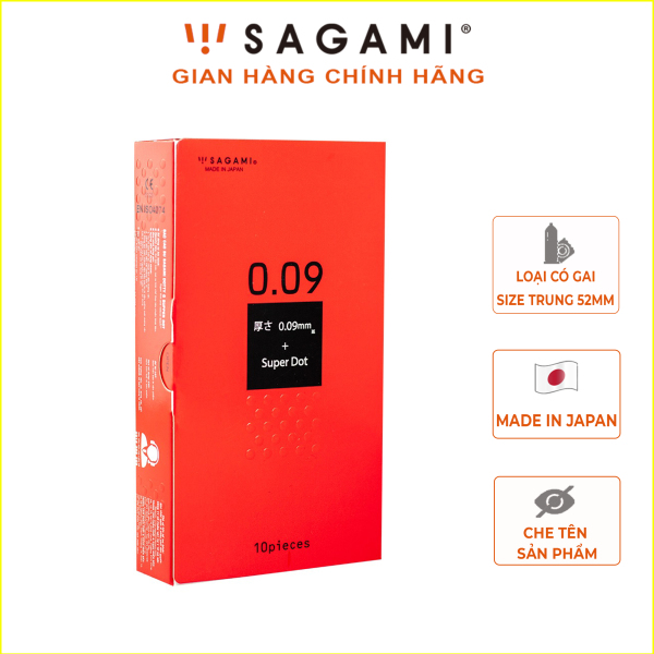 Bao cao su có gai Sagami Super Dots 0.09 (Hộp 10) - Bao cao su nam Dày nhập khẩu