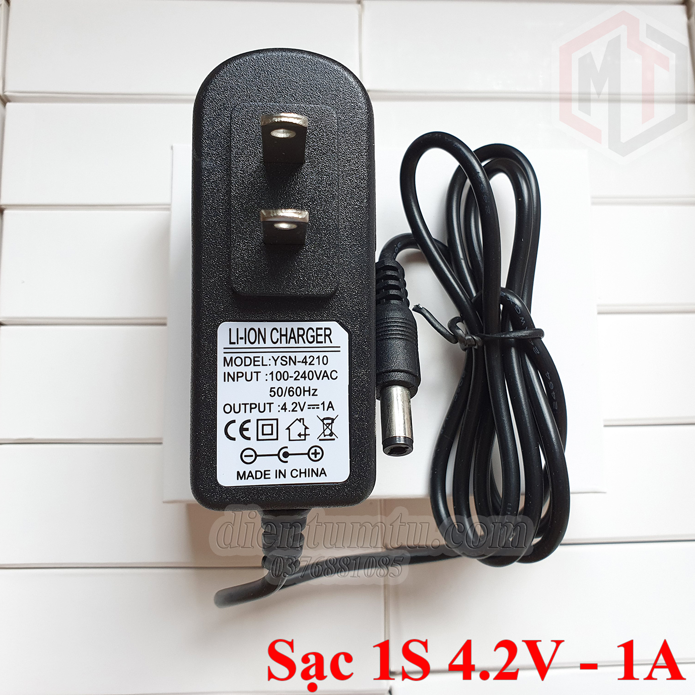 Sạc 1s 4.2v 1a 2a, có đèn báo đầy, chuyên sạc pin li-ion 3.7v
