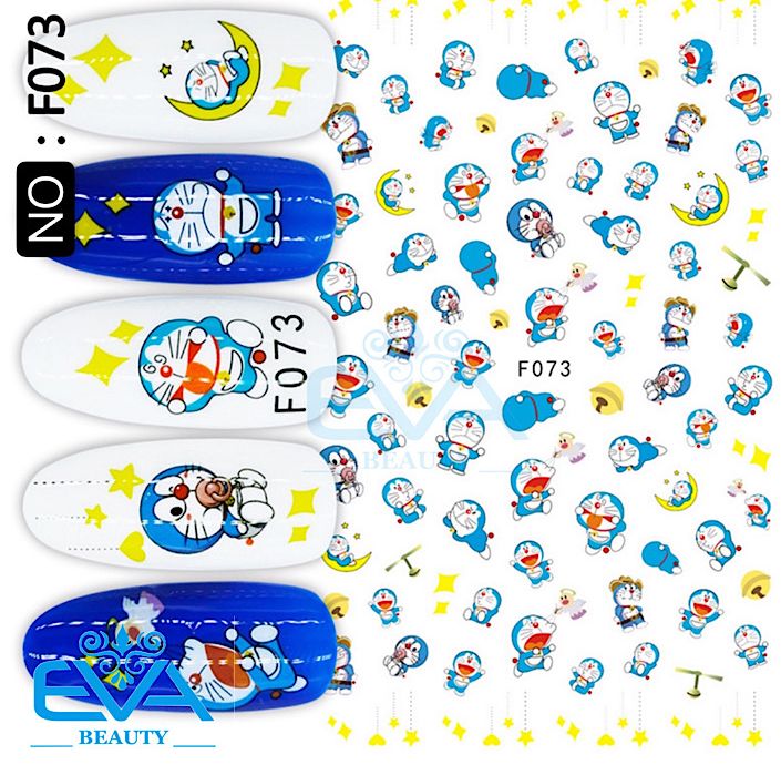Decal dán móng tay 3d nail sticker tráng trí hoạ tiết hoạt hình mèo con f075