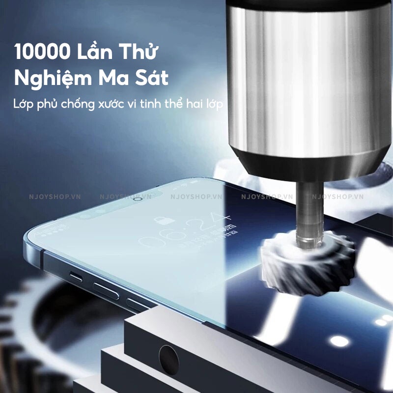 Kính Cường Lực Chống Trộm Kèm Khung Hỗ Trợ Tự Dán Chống Trầy Xước Độ Cứng 9h iPhone 11 12 13 14 15 Pro Max Njoyshop