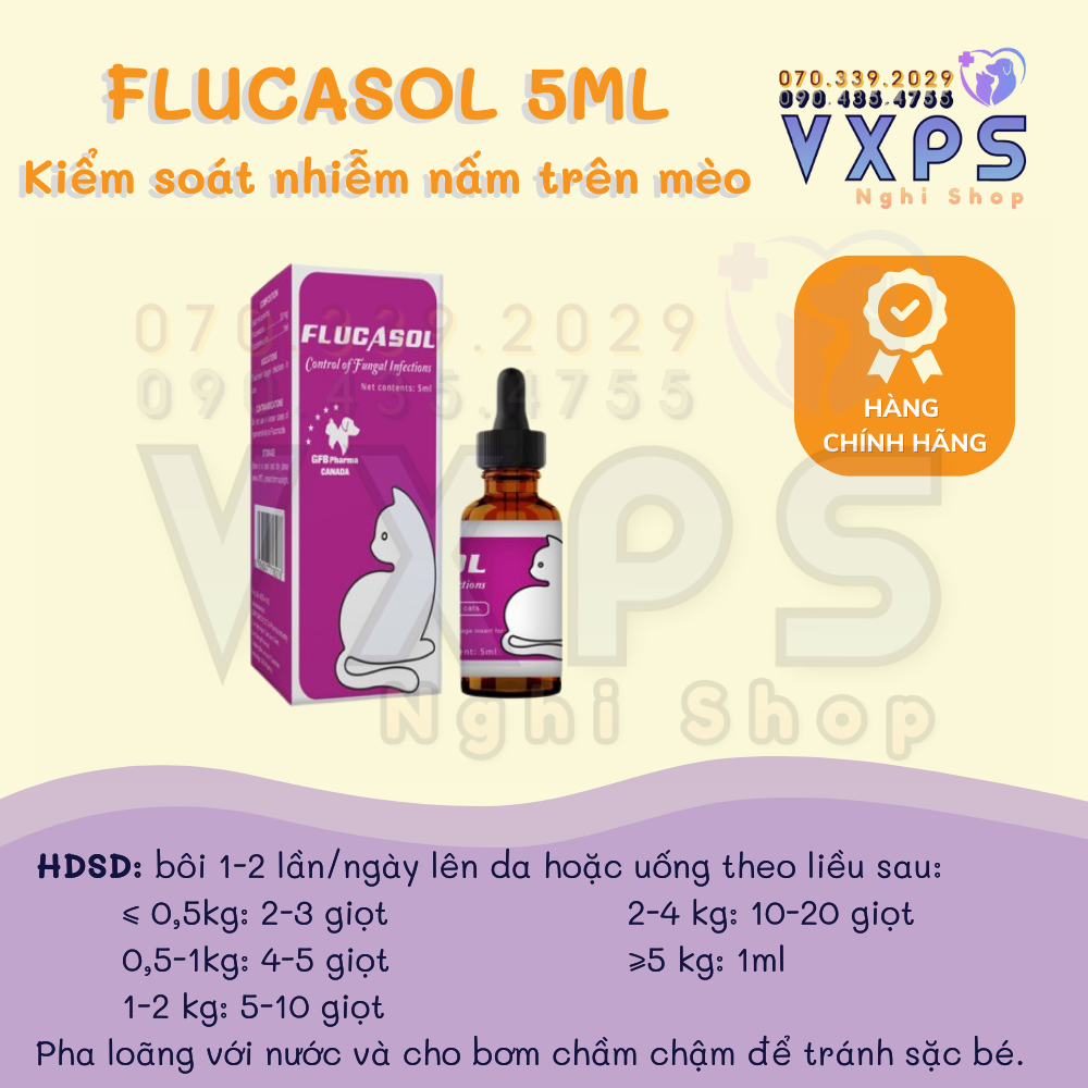 [GIẢM ĐẾN 20% Ở XU] Dung dịch cho mèo bị nấm flucasol