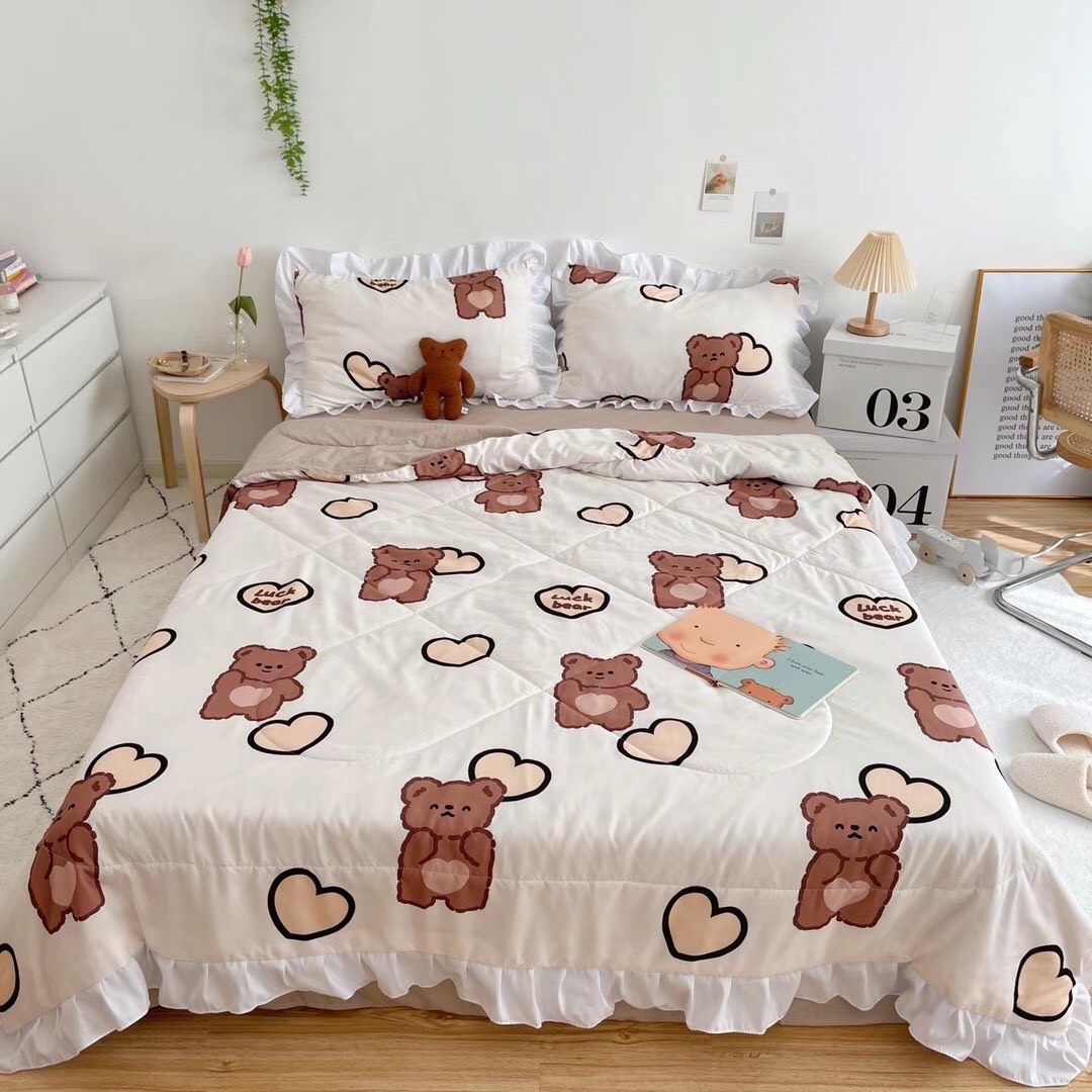 Bộ Chăn Ga Gối 4 Món ( 1 Ga + 2 Vỏ Gối Nằm + 1 Chăn Hè Chần Bông ) Chất Liệu Đũi Thoáng Mát Nhiều Mẫu Khách Lựa Chọn - Phúc Thịnh Bedding