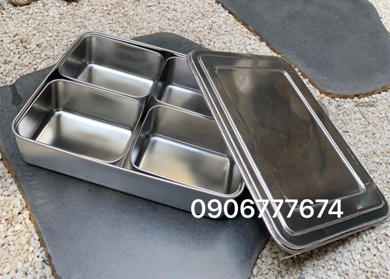 KHAY GIA VỊ INOX CÓ NẮP ĐẬY  INOX/ NẮP NHỰA