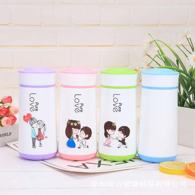 Bình thủy tinh vỏ bọc nhựa pp cách nhiệt love pure 350ml -bgn05