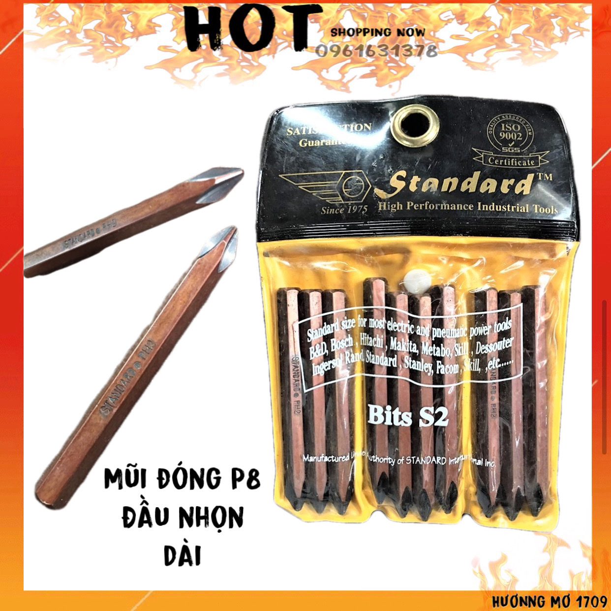 Mũi vít đóng nâu dài đầu nhọn STANDARD 8mm (hàng chính hãng)