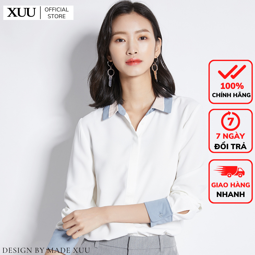Áo sơ mi nữ phối cổ Xuu Design/ Áo Kiểu SP21
