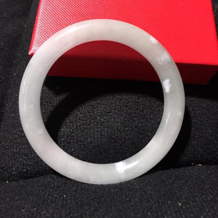 VÒNG TAY BẢN LIỀN NGỌC CẨM THẠCH TRẮNG THIÊN NHIÊN [ NI VÒNG TỪ 50-58]