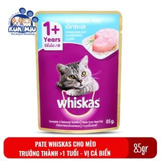 1 gói Thức ăn Pate Whiskas adult cho mèo trưởng thành 85gr vị cá biển thumbnail
