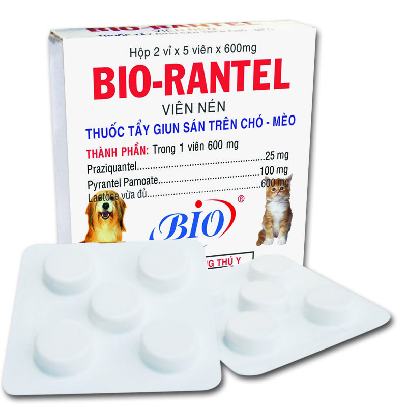 Tẩy giun sán cho chó mèo Bio Rantel 1 hộp 10 viên  - 79202