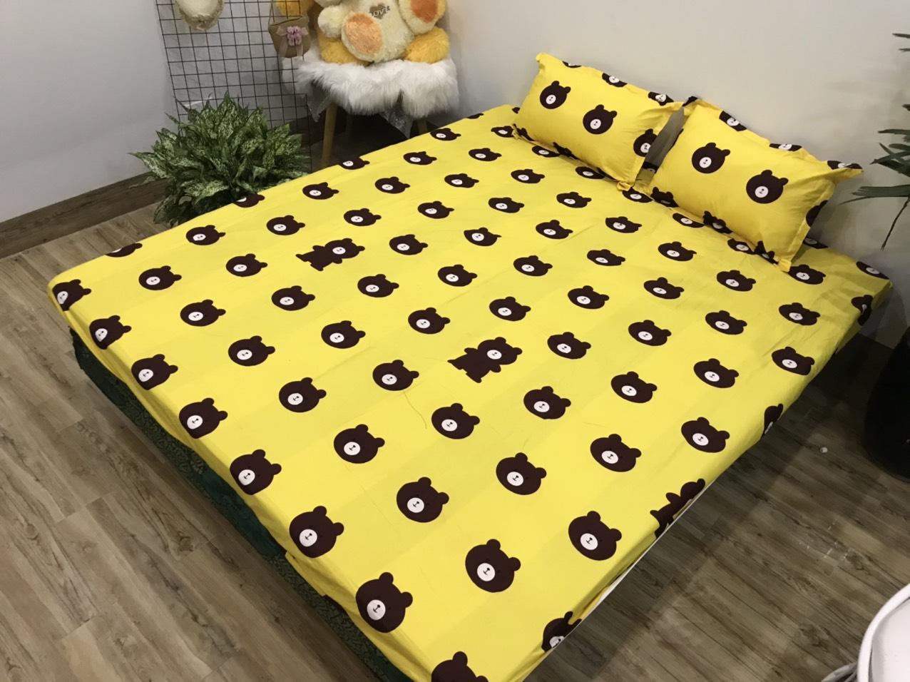 Bộ Ga Gối ( 1 Drap + 2 Vỏ gối nằm ) Poly Vàng Gấu  SGG13