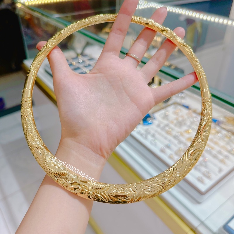 Kiềng cổ cưới long phụng lớn hs cho cô dâu ngày cưới đính hôn Kami trang sức sỉ KHS24K