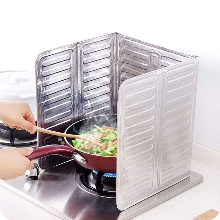 Tấm chắn dầu mỡ cách nhiệt cho nhà bếp sạch sẽ, chống dầu mỡ khi chiên rán, nấu bắn lên tường, chất liệu nhôm cứng siêu bền, có thể tái sử dụng nhiều lần