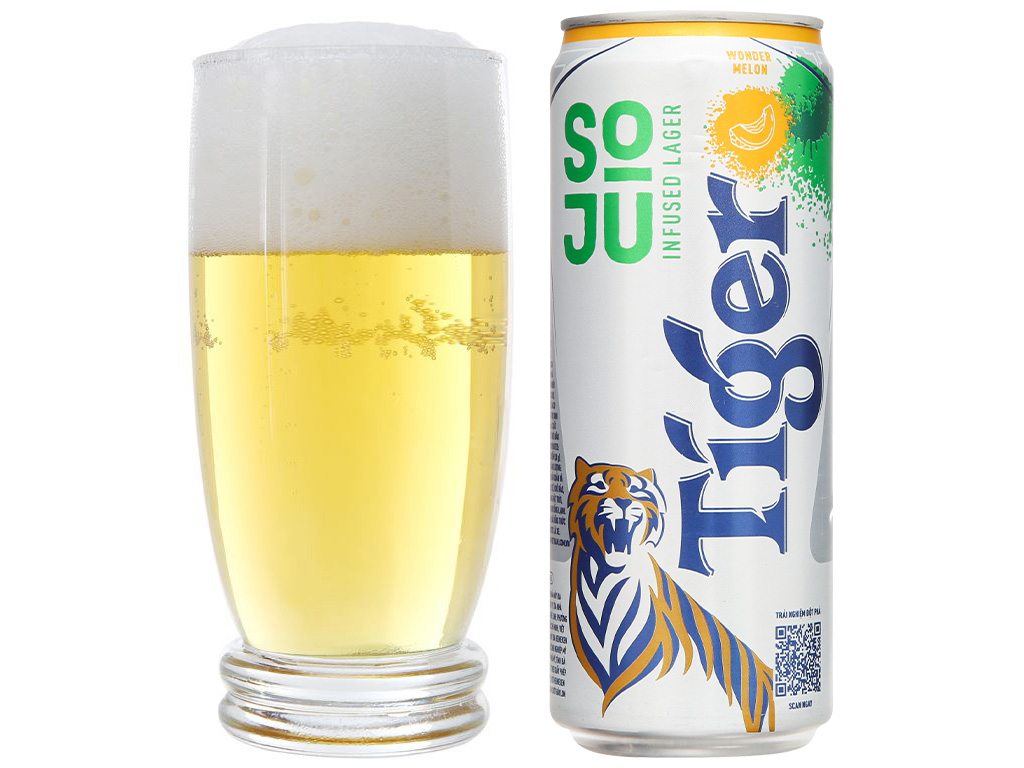 [Siêu thị WinMart] - Bia Tiger Soju Dưa lưới lon sleek 330ml