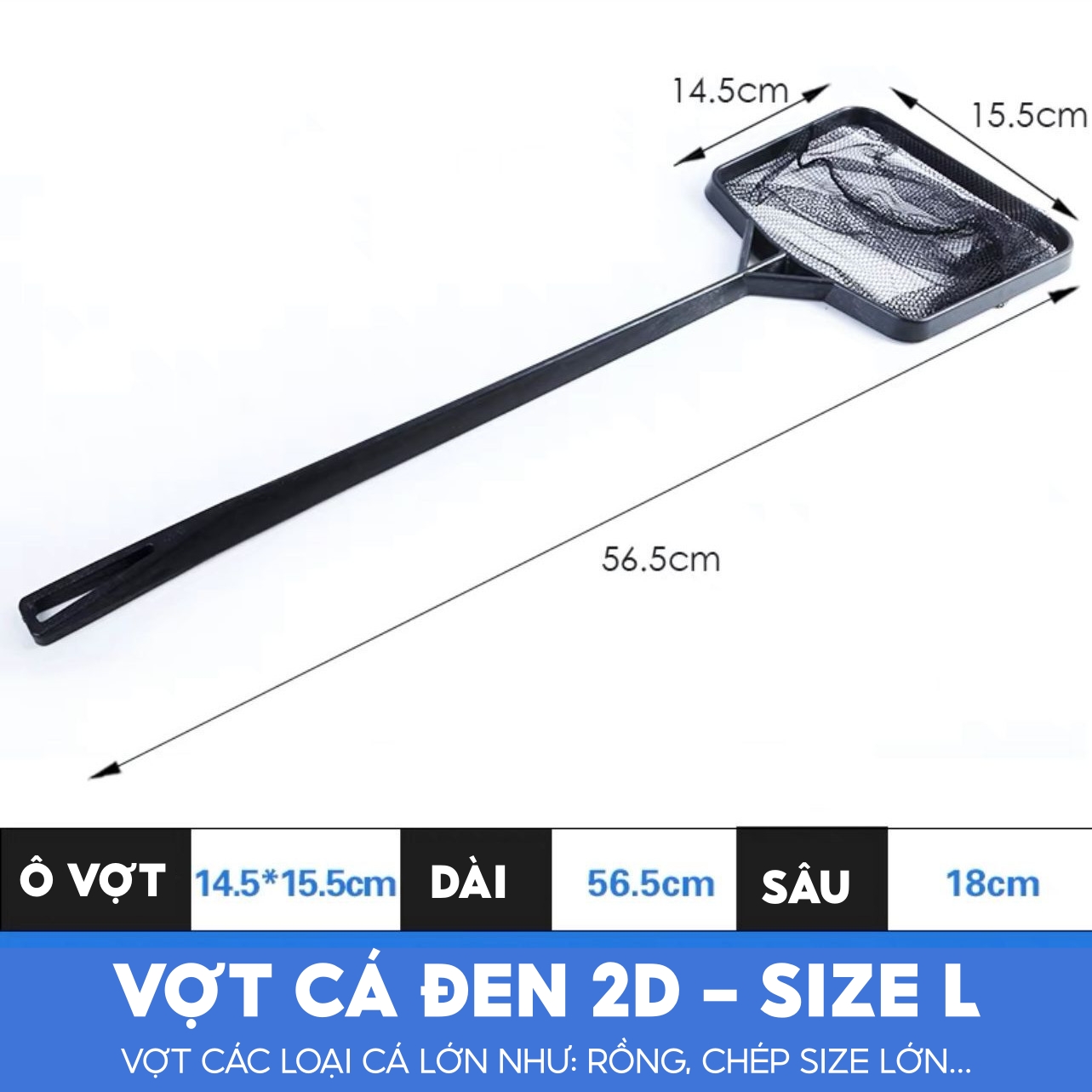 Vợt Cá Cán Nhựa Đen | Vợt Cá 2D | Dễ Dàng Vớt Cá Cảnh