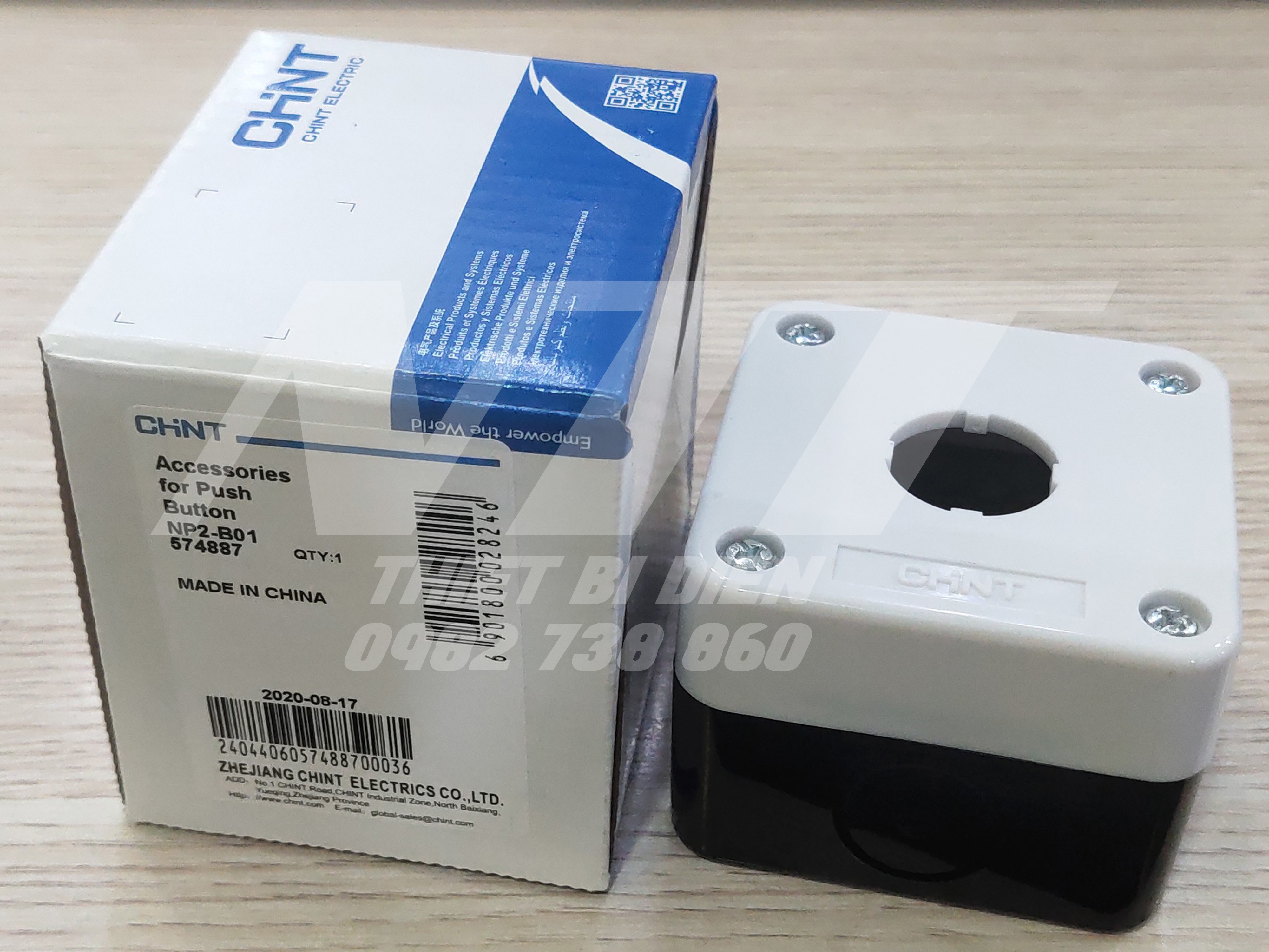 Hộp nút nhấn 1 lỗ phi 22 NP2-B01 Chint