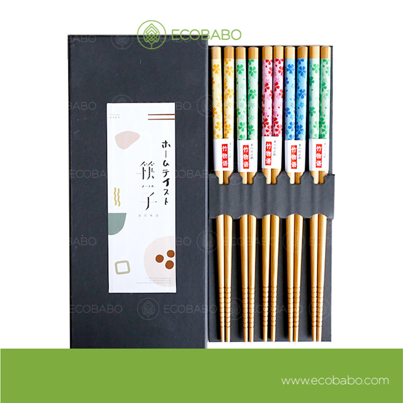 Đũa tre xuất NHẬT kháng khuẩn set 5 đôi - Ecobabo