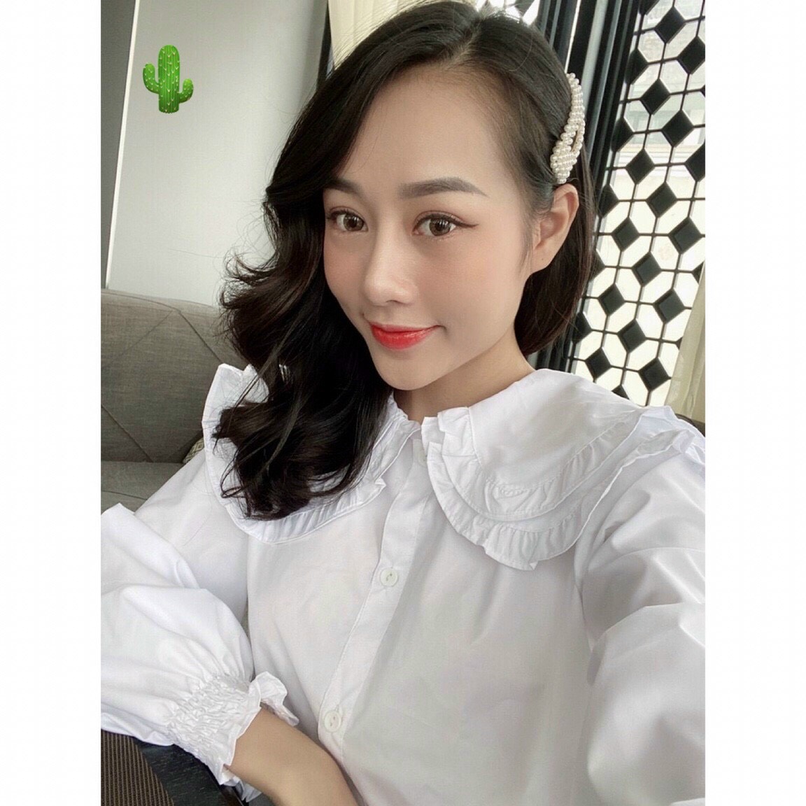 [HCM]Áo sơ mi nữ cổ bèo 2 tầng chất kate đẹp