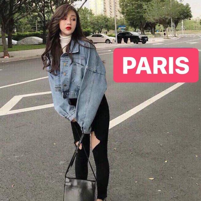 ÁO KHOÁC JEAN NỮ CHẤT BÒ BA NÚT SAU LƯNG HOT TREND PARIS FASHION