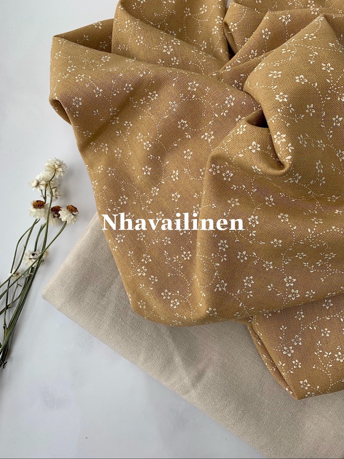 Linen bột hoa cành trắng