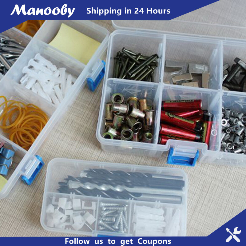 Plastic Detachable Adjustable Components Compartment Storage Organizer Parts Boxes Cases For Screws,Hardware And Crafts, Clear White