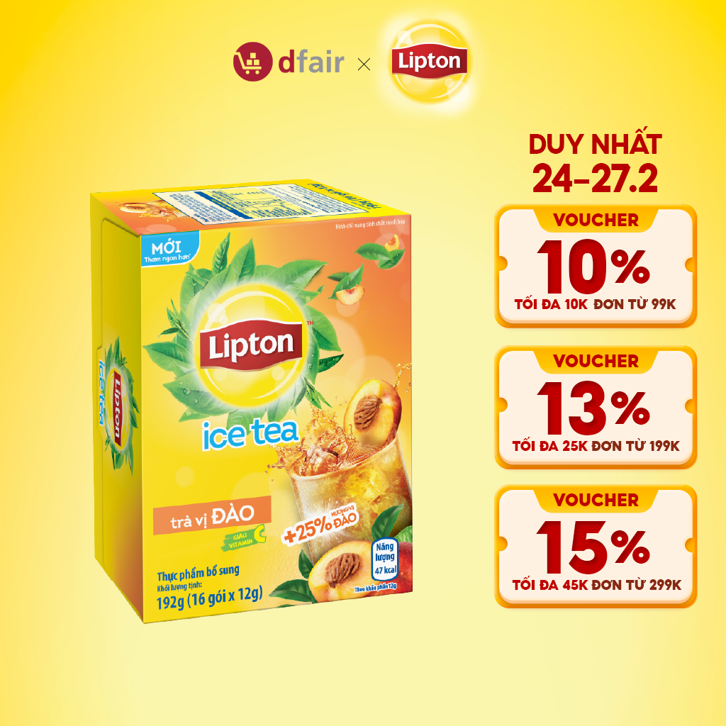 Trà Hòa Tan Lipton Vị Đào 16 Gói Lipton Peach Ice Tea