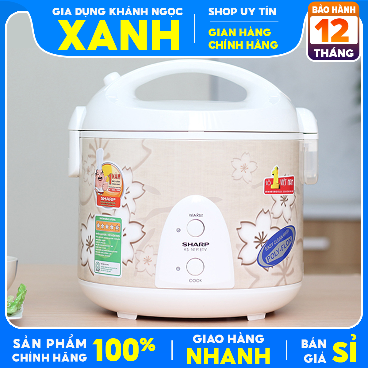 Ks-n191etv sharp rice cooker 1,8 liter New Display 98-99% SX Thailan-use 4 - 6 people cooking, 12 months warranty non-stick pot cover
