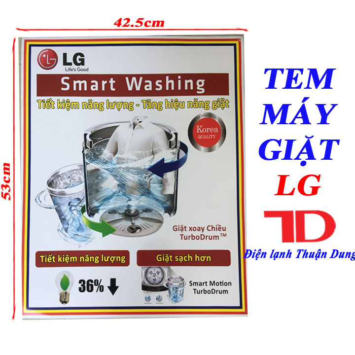 Miếng dán máy giặt LG, tem dán trang trí máy giặt LG mẫu 2