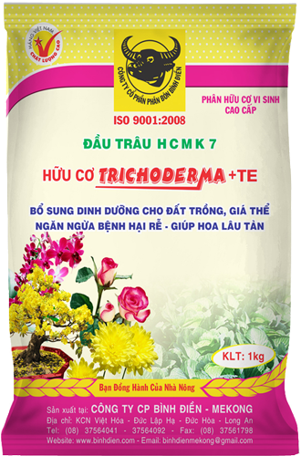 Phân bón Đầu trâu HCMK7 hữu cơ Trichoderma + TE 1kg
