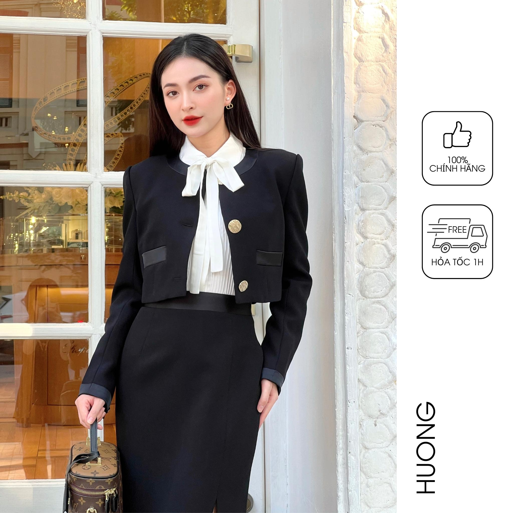 Huong boutique áo blazer black swan hbvest261