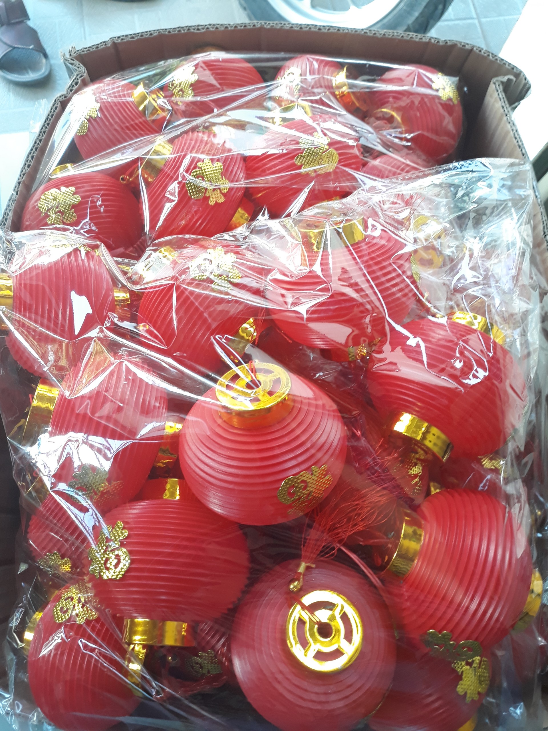 [HCM] wire red lantern decorative braid-wire long 5m (8x8cm)