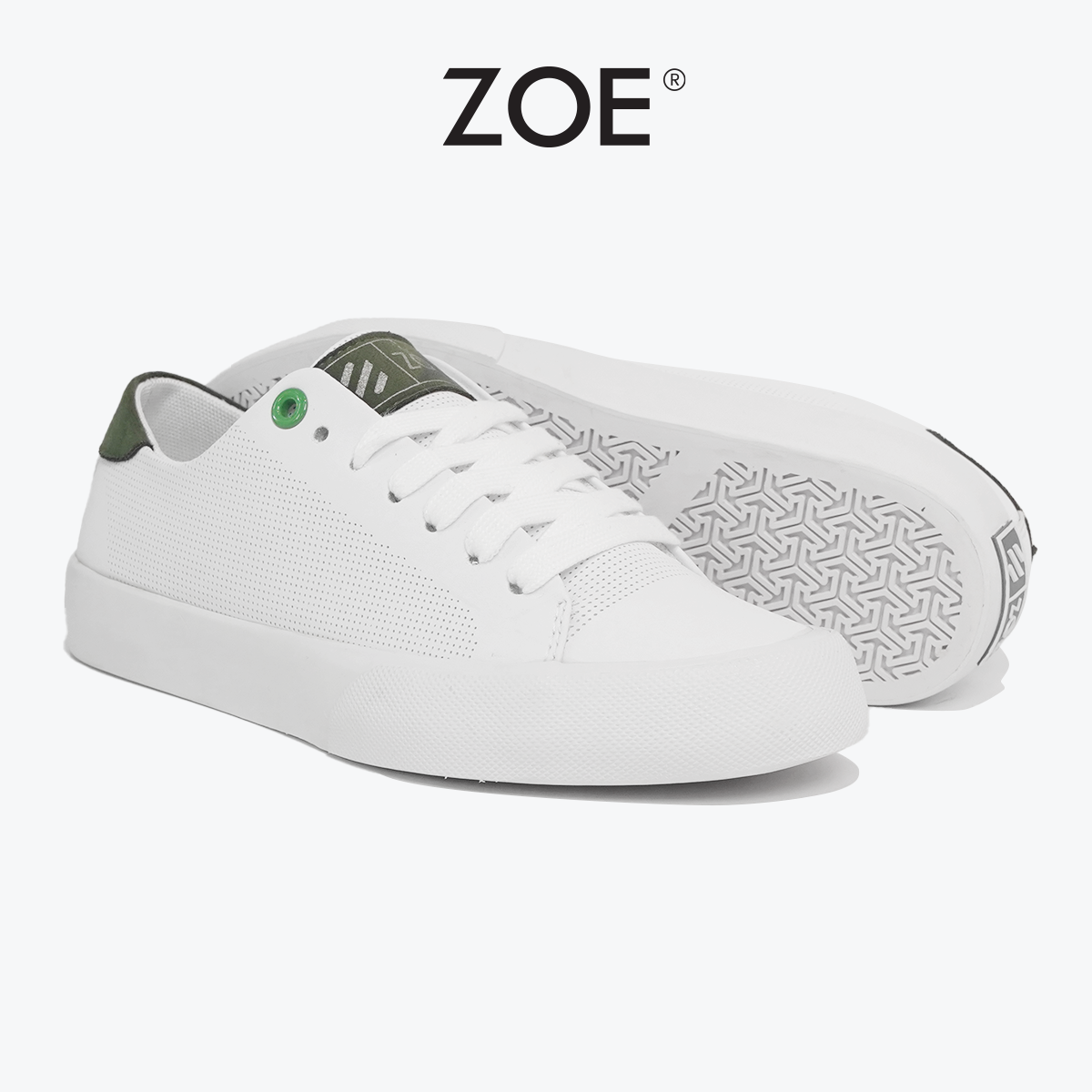 Giày Canvas Trắng Matcha ZOE (Giày Thể Thao Trắng MF Xanh - SK012) | Zoe Official
