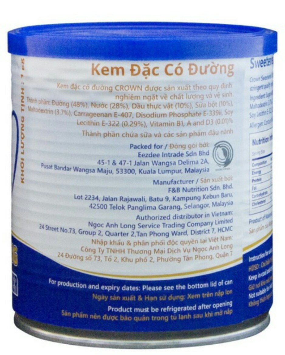 KEM ĐẶC CÓ ĐƯỜNG CROWN (HỘP 1KG)