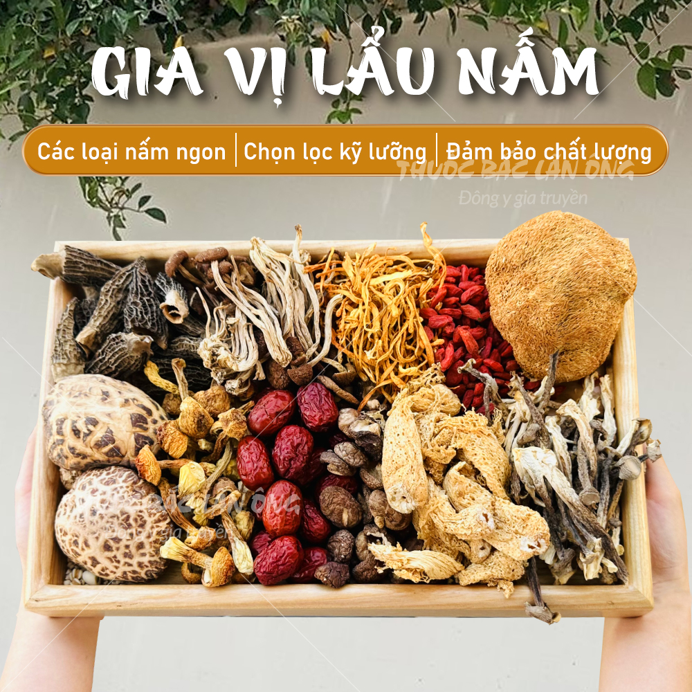 Gói Lẩu nấm 100g (set hầm siêu nấm, thơm ngon, bổ dưỡng) - Thuốc Bắc Lãn Ông
