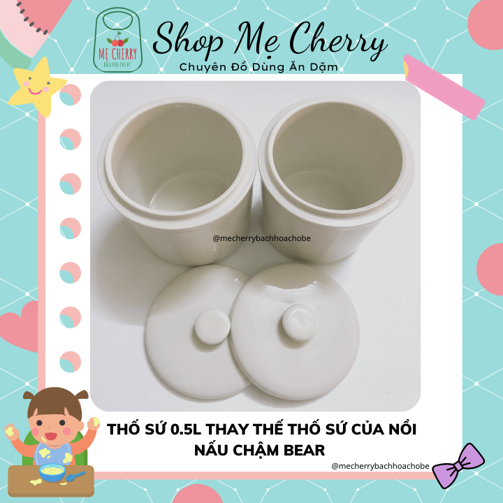 Thố sứ 0.5L - phụ kiện thay thế nồi nấu chậm Bear