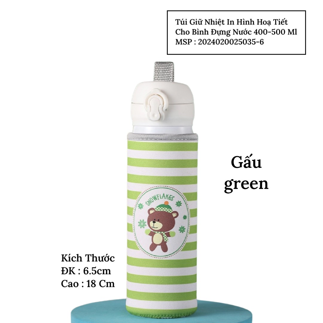 [HCM]Túi Giữ Nhiệt In Hình Hoạ Tiết Cho Bình Đựng Nước Dung Tích 500 Ml