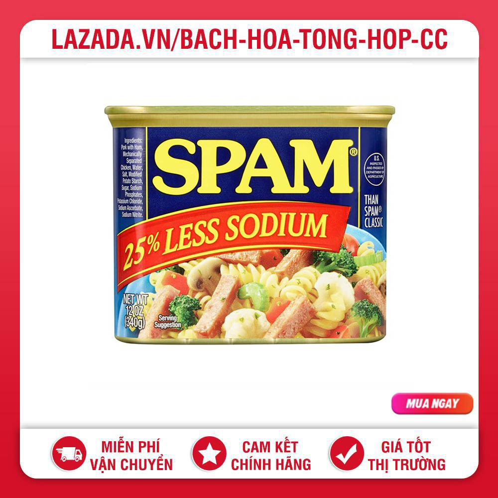Thịt nguội đóng hộp spam 25% less sodium 340g mỹ