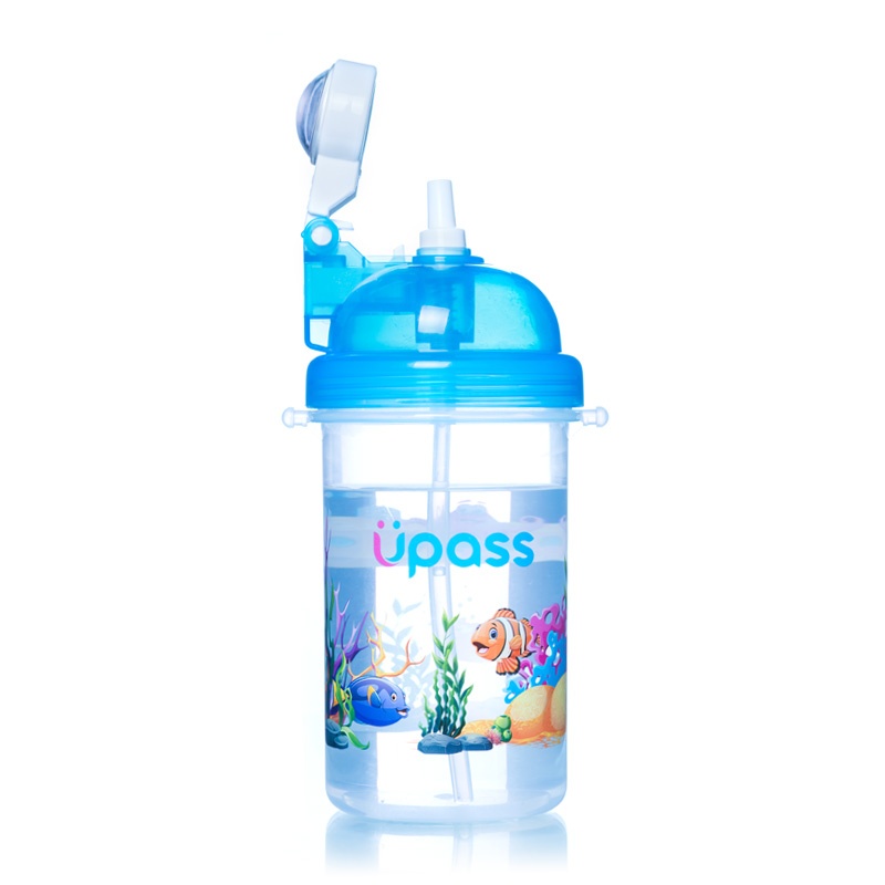 Bình uống nước cho bé đi học Upass cá 420ml