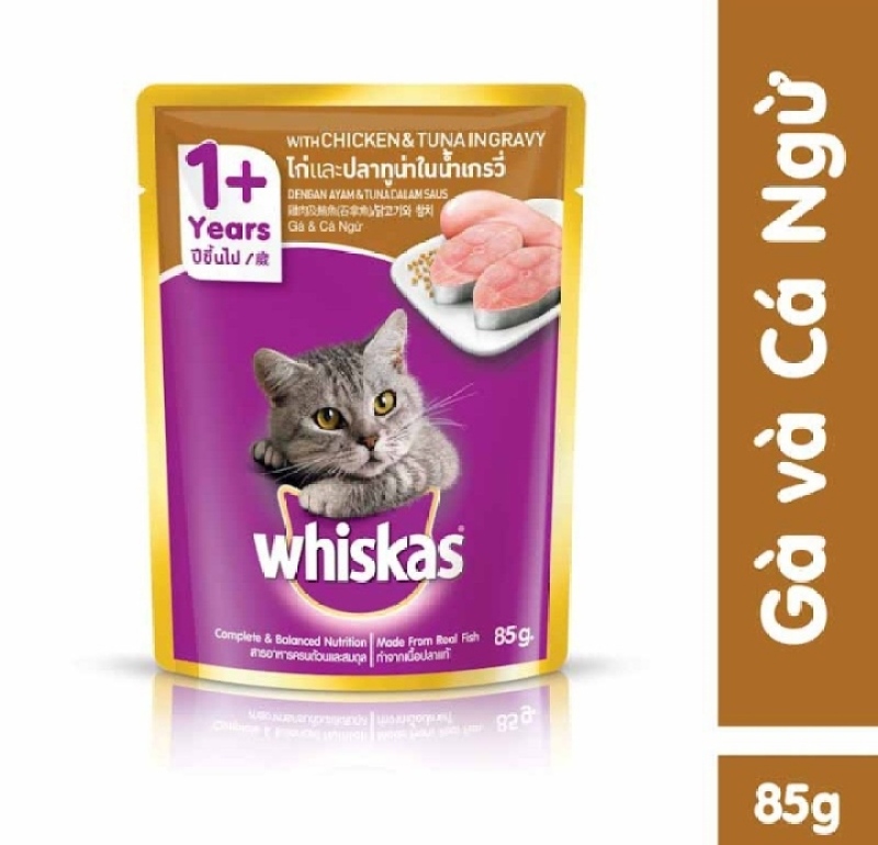 Thức ăn cho mèo Whiskas vị gà & cá ngừ 85g