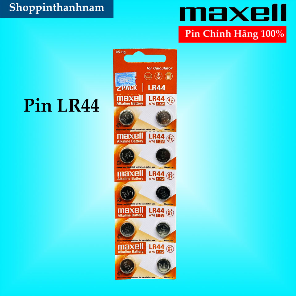 Pin LR44 Maxell A76 AG13 Vỉ 10 Viên Chính Hãng Thay Đồ Chơi, Máy Tính Casio