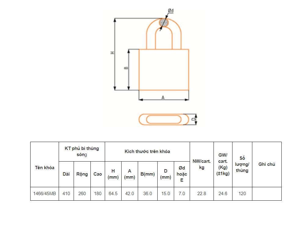 Ổ khoá việt tiệp đồng 65 x 42 ống phi 7ly ( khoá bấm )
