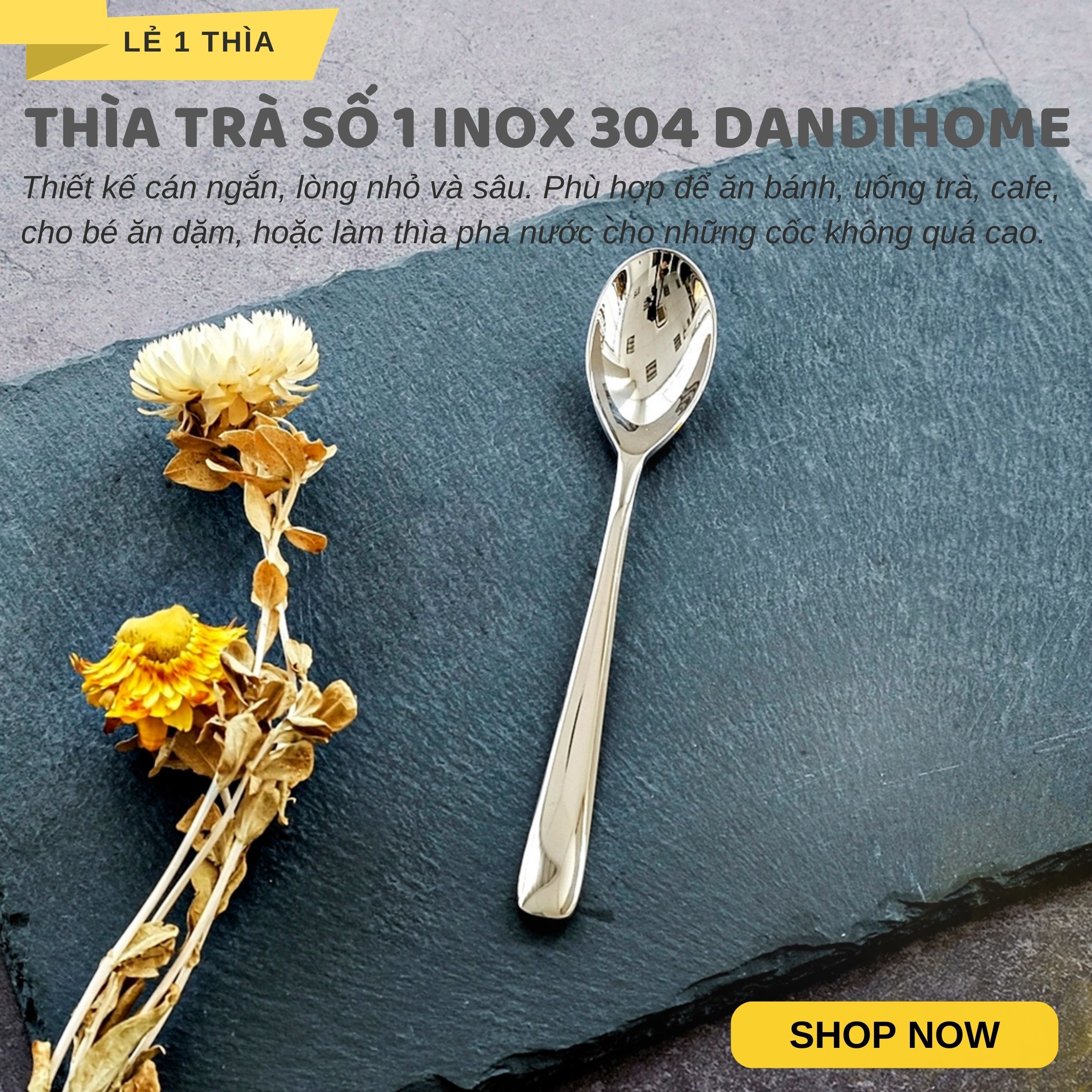 Thìa muỗng inox 304 DandiHome 2020 cao cấp, sang trọng