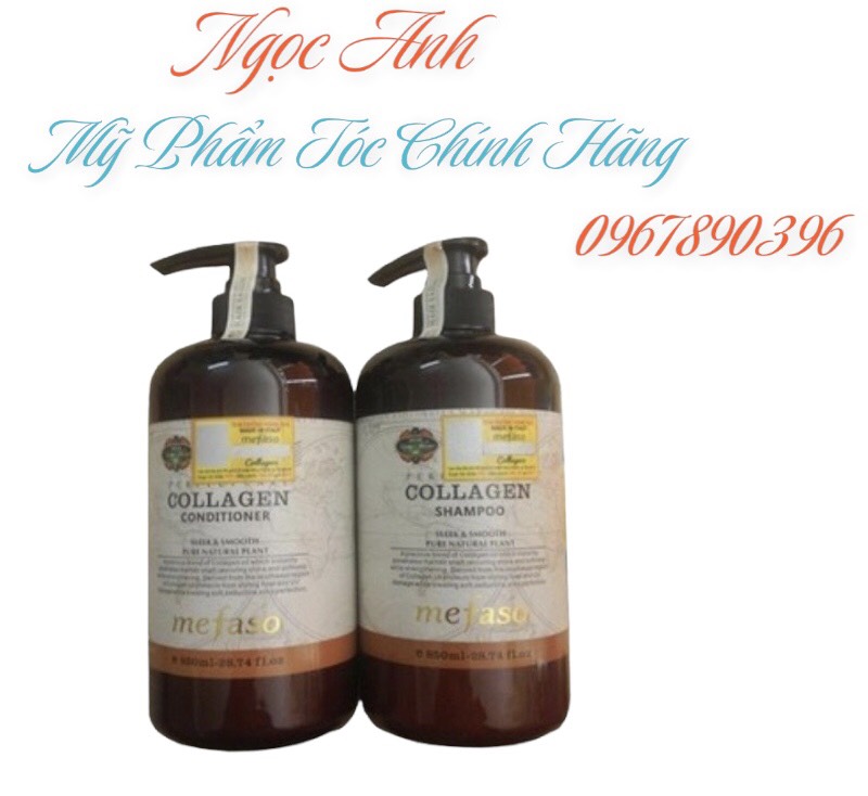 Gội xả collagen mefaso - phục hồi tóc hư tổn 850ml*2